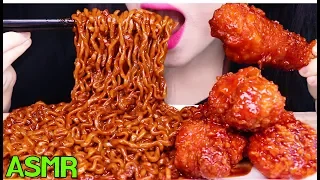 ASMR BLACK BEAN NOODLES + FRIED CHICKEN 시크릿 양념치킨 짜장 불닭볶음면 먹방 (EATING SOUNDS) NO TALKING MUKBANG