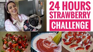 Eating STRAWBERRY For 24 Hours Challenge | Weird Dishes Only 😅