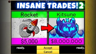 Rocket to Kitsune Fruit in Blox Fruits! INSANE Trades 🔥 Part 2