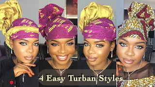 4 Easy Turban Styles| How To Tie Ankara and Rawsilk Turban For Eid| Eid 2021