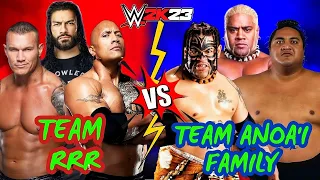 WWE 2K23 : Team RRR (Rock Roman & Orton) vs Team Anoa'i Family (Rikishi Umaga & Yokozuna)