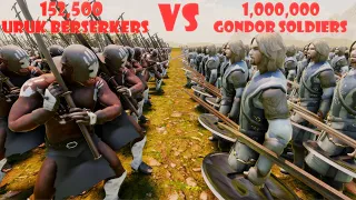 152,500 Uruk Berserkers vs 1,000,000 Gondor Soldiers | Ultimate Epic Battle Simulator 2