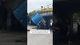 Garbage Truck Smashes into Overpass #Shorts