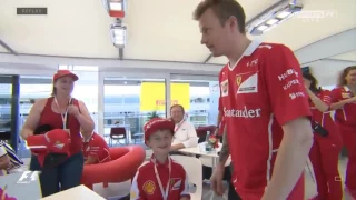 Kimi Raikkonen Spanish GP F1 2017 with Ferrari fan boy