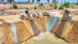 Excellent.!! New Project Trimming Slope On Build a Driveway With Skill Operator Dozer Dump Trucks