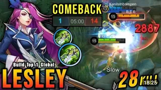 COMEBACK!! 28 Kills Lesley Carry TheGame!! - Build Top 1 Global Lesley ~ MLBB