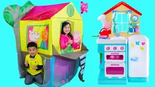 Jannie Pretend Play with Peppa Pig Treehouse Tent Toy with Lyndon