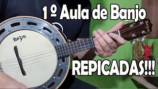 PRIMEIRA AULA DE BANJO NO CANAL - REPICADAS!!! Aula de Banjo - Léo Soares