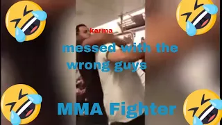 Guy looking for fight with the wrong person 'MMA Fighter' in subway