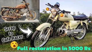 Restoration Honda CD 70 motorcycle and building a cafe Racer Full time lapse