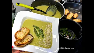 Cream of green asparagus soup, simple and delicious, #dinner idea #asparagus #soup