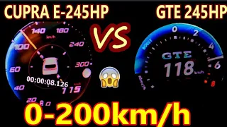 New Cupra E Hybrid 245 hp vs VW Golf 8 GTE 245 hp DragRace Sound 0-200 -100-200 km/h