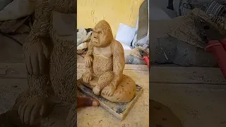 sculpting - A gorilla make with clay