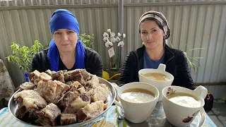 The national food of Dagestan - Meat and dough in broth / Лакский хинкал