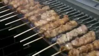 Chicken Souvlaki skewers grilling machine