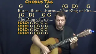 Ring of Fire (Johnny Cash) Guitar Cover Lesson in G with Chords/Lyrics - D-DU-U-DU