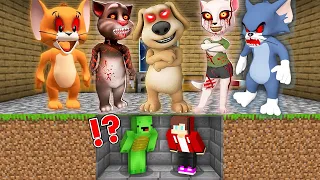 JJ and Mikey HIDE From Scary MONSTERS Talking TOM and Angela EXE in Minecraft Maizen Security House