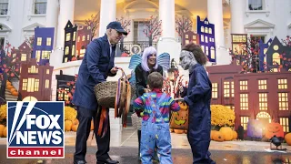 President Biden and the first lady welcome trick-or-treaters to the White House