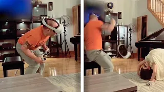 Daughter scares dad with hilarious VR PRANK