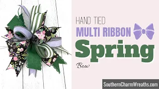 How to Tie a Multi Ribbon Spring Bow by Hand | Wired Ribbon Wreath Bow with 4 Ribbons