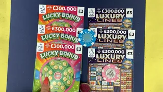 🤑🤑Another fun scratch off, this time between Lucky Bonus& Luxury Lines, what great wins do we find🤑🤑