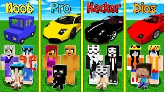 MINECRAFT: FAMILIA NOOB VS PRO VS HACKER VS DIOS 🚗👨‍👩‍👦  ESCONDITE LOS MEJORES CARROS DEL MUNDO