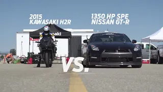 Kawasaki H2R vs 1350hp Nissan GTR   1 2 Mile Airstrip Race 3 #SHORTS #SUBSCRIBE FOR MORE