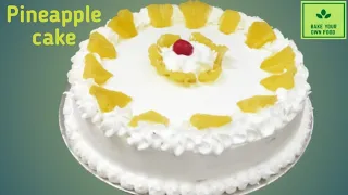 Eggless Pineapple cake. Eggless cake recipe. Pineapple pastry. Yellow cake. Birthday cake.