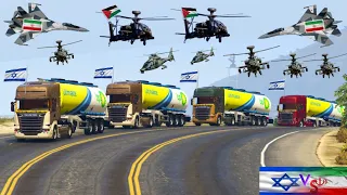 irani Fighter Jet,s Drones & war Helicopters Destroyed Israeli Army Weapon & Oil Supply  Convoy