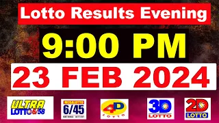 PCSO lotto results today | pcso live draw 9pm today 23  February 2024