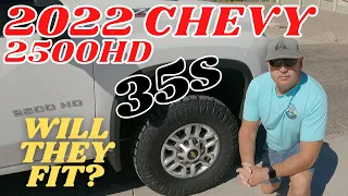 2022 Chevy 2500HD Duramax 35 inch TIRE FIT TEST// WILL IT FIT?