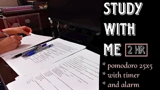 2 HOUR STUDY WITH ME | pomodoro 25x5 | Rain sound