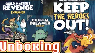 Keep The Heroes Out + 2 Expansions + Deluxe Tokens - Unboxing [KICKSTARTER]