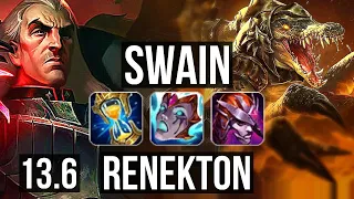 SWAIN vs RENEKTON (TOP) | 9/1/13, 900+ games, 1.1M mastery, Dominating | KR Master | 13.6