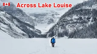 🇨🇦 CANADA Travel❄️Winter Snow Walk Across Frozen LAKE LOUISE in  Banff National Park Alberta