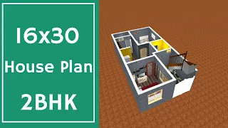 16x30 House Design 2BHK || 16x30 House Plan || 50 Gaj House Design || 3D Small House Plan