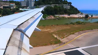 Aegean Air A320 Beautiful Landing at Busy Corfu Airport | Wing View
