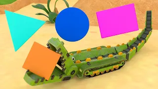 AnimaCars - Discover the Shapes with Trackodile - Learning cartoons for kids with trucks & animals