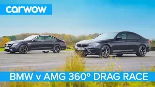 BMW M5 Competition vs AMG E 63 S - 360° DRAG & ROLLING RACE