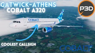 [P3D V5.2] l Cobalt A320 COOLEST CALLSIGN! (APOLLO) l Gatwick - Athens  l Full Flight Vatsim