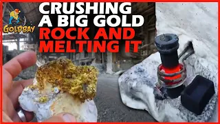 Crushing and melting super high grade gold ore from prospecting. OMG how much gold?