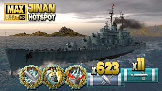 Cruiser Jinan: Close combat on map Hotspot - World of Warships
