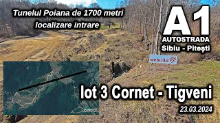 Tunelul Poiana de 1700 metri - Autostrada A1 Sibiu Boita Lot 3 Cornet Tigveni - localizare