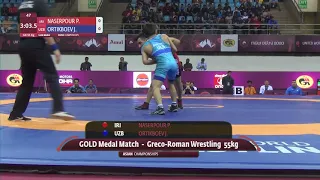 GOLD GR - 55 kg: P. NASERPOUR (IRI) v. J. ORTIKBOEV (UZB)