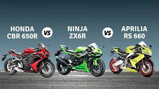 HONDA CBR 650R Vs KAWASAKI NINJA ZX6R Vs APRILIA RS 660 SPECS COMPARISON