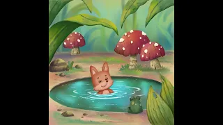 Speed Paint in Photoshop, Forest illustration, cute fox in water, How to illustrate in Photoshop