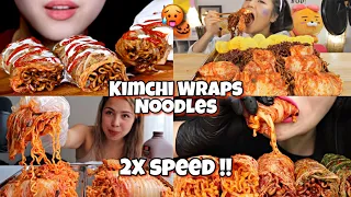 2x Speed!!🥵Kimchi Wraps Spicy Noodles Eating Asmr Mukbang Complication,fast motion satisfying Eating