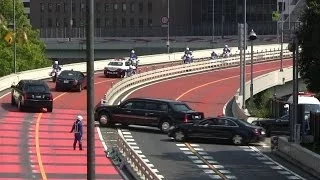 国賓車列!!オバマ大統領 警視庁 白バイ パトカー 警護車 SP President Barack Obama Motorcade Tokyo 2014.4.24