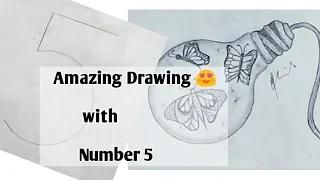 Creative Light Bulb | Butterflies are flying in the Bulb | Easy Drawing step by step