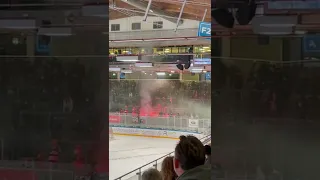 EHC Olten Fans zünden Pyros während Spiel gegen La Chaux de Fonds.